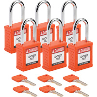 Cadenas de verrouillage Velocity, Orange, Cl&eacute;s diff&eacute;rentes, Nylon, Largeur de 1-1/2" Pathway Supply LP