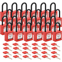 Cadenas de verrouillage Velocity, Rouge, Cl&eacute;s diff&eacute;rentes, Nylon, Largeur de 1-1/2" Pathway Supply LP