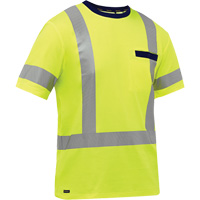 Chemise &agrave; manches courtes et X au dos Bisley, Poly-coton, Petit, Jaune lime haute visibilit&eacute; Pathway Supply LP