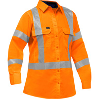 Chemise de travail &agrave; manches longues et X au dos Bisley avec X-Airflow pour femmes, Poly-coton, Petit, Orange haute visibilit&eacute; Pathway Supply LP