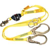 Twin-Leg Tie-Back Web Shock-Absorbing Lanyard, 6', Rebar Hook Center, Snap Hook Leg Ends, Polyester Pathway Supply LP