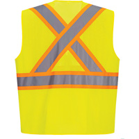 Contrast-Striped Safety Vest, High Visibility Lime-Yellow, Small, Polyester Pathway Supply LP