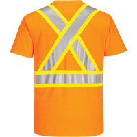 Contrast-Striped Safety T-Shirt, Polyester, Small, High Visibility Orange Pathway Supply LP