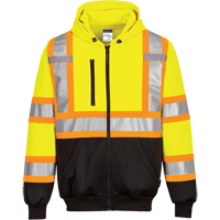 Contrast-Striped Safety Hoodie, Small, Black/High Visibility Lime-Yellow Pathway Supply LP