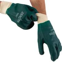 Double Dipped Green Gloves, 10" L, PVC, Cotton Jersey Inner Lining, 70-mil Pathway Supply LP
