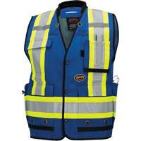 6681 High-Visibility Antimicrobial Mesh-Back Surveyor Vest, Royal Blue, Small, Polyester Pathway Supply LP