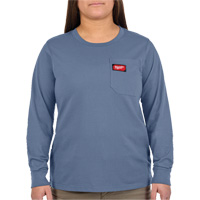 GRIDIRON Long Sleeve Pocket T-Shirt, Women's, X-Small, Blue Pathway Supply LP