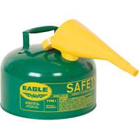 Safety Can for Combustibles with Funnel, Type I, Galvanized Steel, 2.5 US gal., Green, FM Approved/UL/ULC Listed Pathway Supply LP
