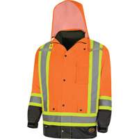 5056 Pioneer&reg; Yukon 7-in-1 Waterproof Winter Safety Parka, Polyester, Black/High Visibility Orange, X-Small Pathway Supply LP
