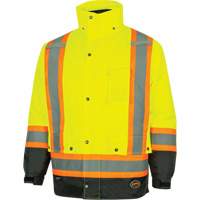 5057 Pioneer&reg; Yukon 7-in-1 Waterproof Winter Safety Parka, Polyester, Black/High Visibility Lime-Yellow, X-Small Pathway Supply LP