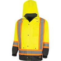 5057 Pioneer&reg; Yukon 7-in-1 Waterproof Winter Safety Parka, Polyester, Black/High Visibility Lime-Yellow, X-Small Pathway Supply LP