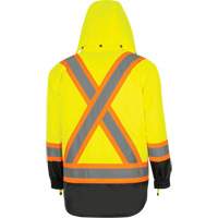 5057 Pioneer&reg; Yukon 7-in-1 Waterproof Winter Safety Parka, Polyester, Black/High Visibility Lime-Yellow, X-Small Pathway Supply LP