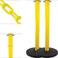 Industrial Stanchion Kit with Plastic Chain, 37" High, Yellow Pathway Supply LP