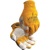Gants de soudeur TIG/MIG de premi&egrave;re qualit&eacute; Caiman avec fermeture &agrave; boucles & crochets, Cuir de vache refendu, Taille Moyen Pathway Supply LP