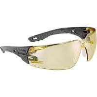 Lunettes de s&eacute;curit&eacute; RUSH+ 2.0 avec monture noire et grise, M/G, Lentille Ambr&eacute;e, Antibu&eacute;e/Anti-&eacute;gratignures, ANSI Z87+ Pathway Supply LP