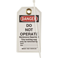 &eacute;tiquettes de verrouillage, Plastique, 3" la x 5-1/2" h, Anglais Pathway Supply LP