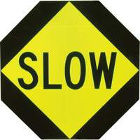 Double-Sided "Stop/Slow" Traffic Control Sign, 18" x 18", Aluminum, English Pathway Supply LP