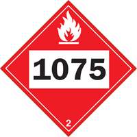1075 Liquefied Petroleum Flammable Gas TDG Placard, Plastic Pathway Supply LP