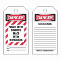 "Confined Space" Tags, Polyester, 3" W x 5-3/4" H, English Pathway Supply LP