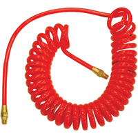 Flexcoil Self-Storing Polyurethane Air Hoses With Fittings, Air, 1/4" ID x 15' L, Polyurethane, 140 PSI at 23 °C Pathway Supply LP