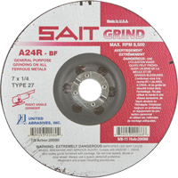 A24R Long Life Grinding Wheel, 7" x 1/4", 7/8" Arbor, Aluminum Oxide, Type 27 Pathway Supply LP