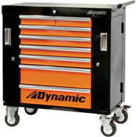 Armoire roulante, 8 tiroirs, 36" la x 18" p x 39-1/4" h, Noir/Orange Pathway Supply LP
