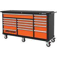 Armoire roulante, 17 tiroirs, 71" la x 24" p x 41" h, Noir/Orange Pathway Supply LP