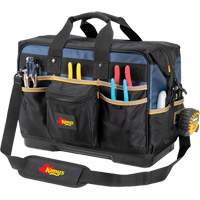 Sac &agrave; outils ferm&eacute; pour entrepreneurs &agrave; base moul&eacute;e, Polyester balistique, 29 pochettes, Noir/Bleu Pathway Supply LP