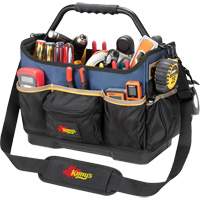 Boîte &agrave; outils ouverte &agrave; base moul&eacute;e, Polyester balistique, 17 pochettes, Noir/Bleu Pathway Supply LP