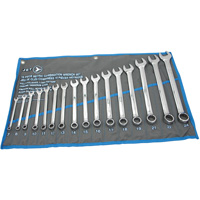 Fully Polished Long Pattern Combination Wrench Set, Combination, 16 Pieces, Metric Pathway Supply LP