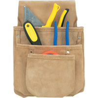 Drywall Tool Pouch, Multiple Tool Holder, Leather, 3 Pockets Pathway Supply LP