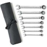 72-Tooth 12 Point Reversible Ratcheting SAE Wrench Set with Tool Roll, Combination, 7 Pieces, Imperial Pathway Supply LP