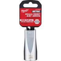 Metric Socket with Four Flat Sides, 20 mm, 3/8" Drive, 6 Points, Deep Pathway Supply LP