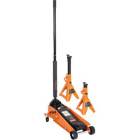Service Jack with 4-Ton Vehicle Stands, 3.5 Ton(s) Capacity, 5-1/8" Lowered, 21" Raised, Manual Hydraulic Pathway Supply LP