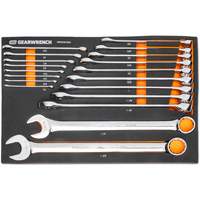 12-Point Long Pattern Combination SAE Wrench Set in Foam Storage Tray, Open-Ended, 19 Pieces, Imperial Pathway Supply LP