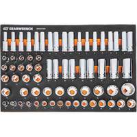 Jeu d'outils m&eacute;triques pour m&eacute;canicien MEGAMOD dans des plateaux en mousse modulaire avec armoire roulante &agrave; outils, 358 morcea Pathway Supply LP