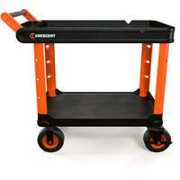 Chariot utilitaire industriel &agrave; 2 tablettes RAILWORKS avec roulettes de 8", 47" lo x 24-1/2" la x 37-4/5" h, Noir/Orange Pathway Supply LP