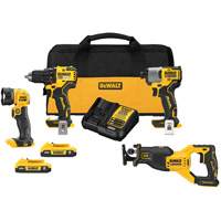 XR&reg; Brushless Cordless 4-Tool Combo Kit, Lithium-Ion, 20 V Pathway Supply LP