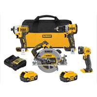 XR&reg; Brushless Cordless 4-Tool Combo Kit, Lithium-Ion, 20 V Pathway Supply LP