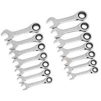 72-Tooth 12 Point Stubby Wrench Set, Ratcheting Combination, 14 Pieces, Imperial and Metric Pathway Supply LP
