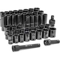 6 Point SAE/Metric Socket Set, 44 Pcs, Impact, 1/2" Drive Size, Deep Pathway Supply LP