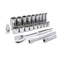 12 Point SAE Mechanics Tool Set, 22 Pcs, 3/8" Drive Size, Deep Pathway Supply LP