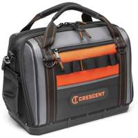 17" Tradesman Closed Top Tool Bag, Polyester, 3 Pockets, Black/Grey/Orange Pathway Supply LP