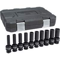 6-Point Universal Metric Socket Set, 10 Pcs, Impact, 1/2" Drive Size, Deep Pathway Supply LP