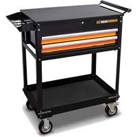 Chariot utilitaire, 2 tiroirs, 32-1/2" la x 42" h, Noir/Orange Pathway Supply LP
