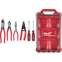 Dipped Grip Pliers, Wire Stripper & Cushion Grip Screwdrivers Set with PACKOUT Organizer Pathway Supply LP