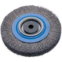 Crimped Wire Bench Wheel Brush, 8" Dia., 0.0118" Fill, 5/8" - 1-1/4" Arbor Pathway Supply LP