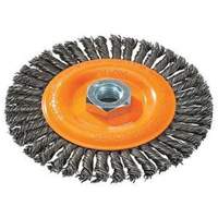 Stringer Bead Knotted Wire Brush, 4" Dia., 0.02" Fill, 5/8"-11 Arbor, Steel Pathway Supply LP