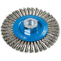 Stringer Bead Knotted Wire Brush, 4-1/2" Dia., 0.02" Fill, 5/8"-11 Arbor, Aluminum/Stainless Steel Pathway Supply LP