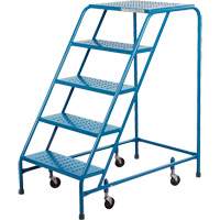 Rolling Step Ladder, 5 Steps, 18" Step Width, 46" Platform Height, Steel Pathway Supply LP